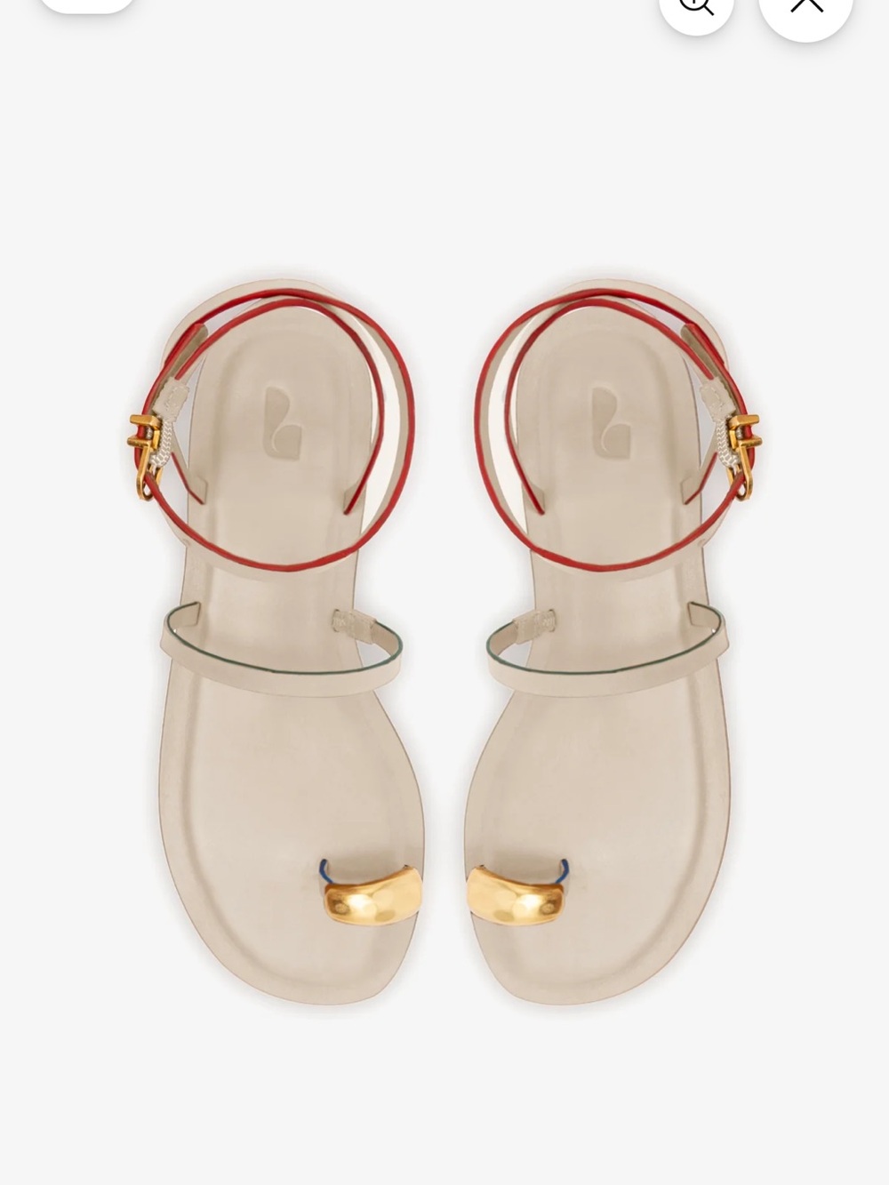 NWT Larroude Biarritz Flat Sandal In Ivory Leather Size 8.5